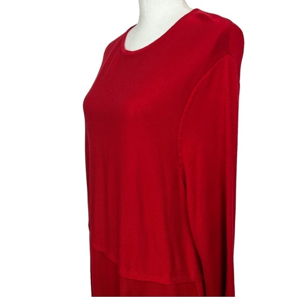 J. Jill Women’s Sweater Dress Sz XL Tall Color Red Stretch Long Sleeve Side Slit - Picture 4 of 13